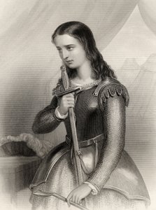 ジョアンオブアーク（1412-31）のイラスト、メアリーカウデンクラーク作「世界の著名な女性」、1858年